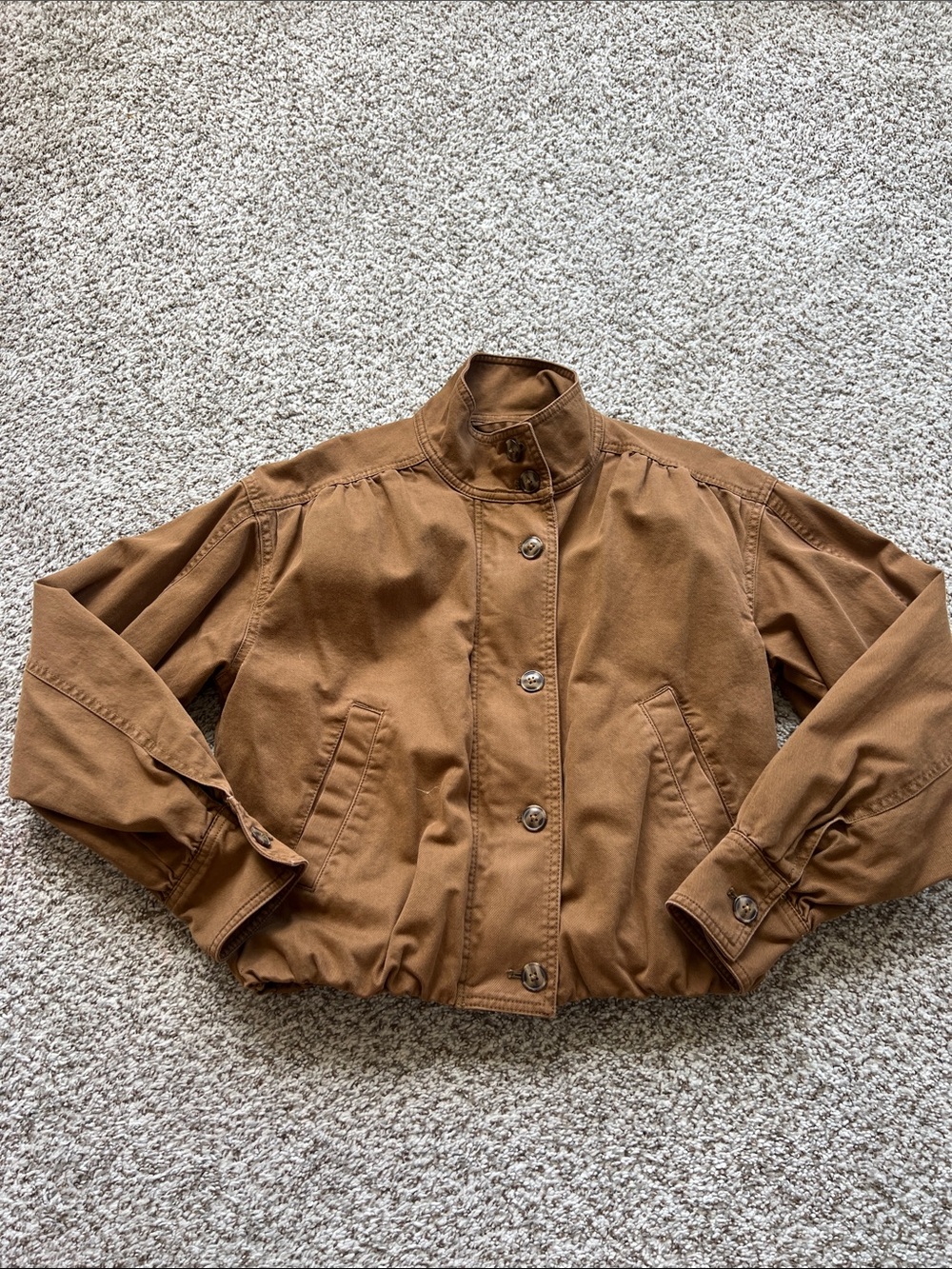 Gap brown funnel neck button up jacket XXS